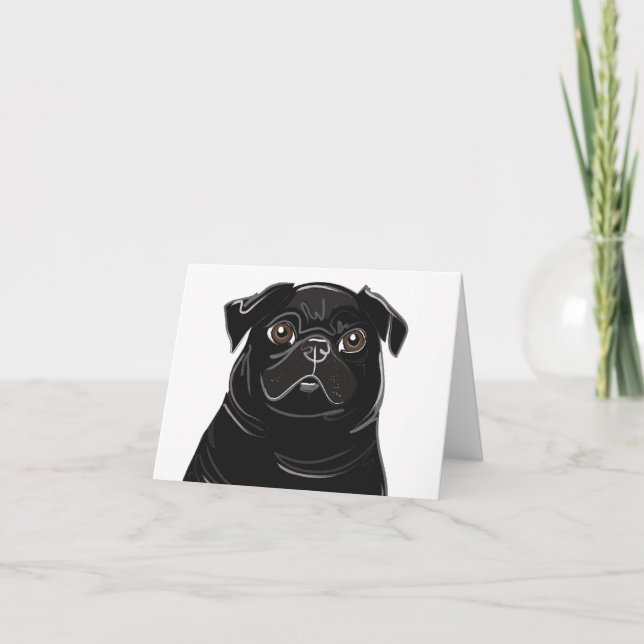 Black Pug Note Card (Front)