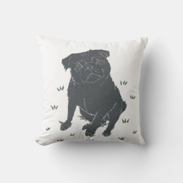 Black Pug Pillow (Front)
