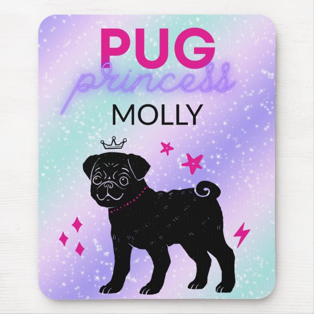 BLACK" PUG PRINCESS"  MOUSE PAD (Front)