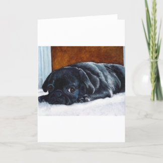 Black Pug Puppy Card