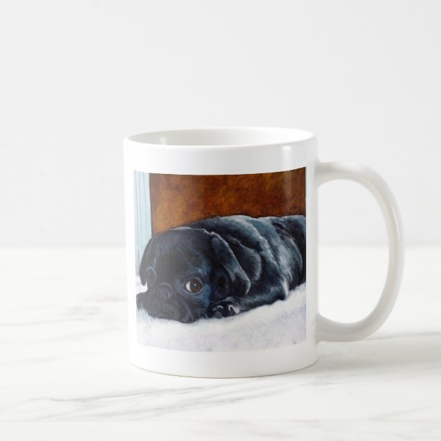 Black Pug Puppy Coffee Mug (Right)