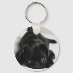Black Pug Puppy Keychain