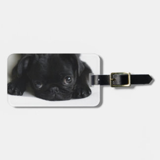 Black Pug Puppy Luggage Tag