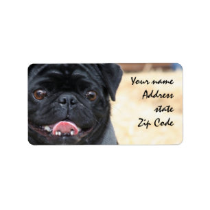 Black Pug Shipping Labels