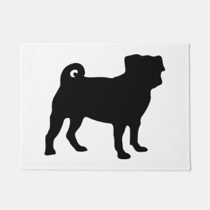Black Pug Silhouette - Simple Vector Design Doormat