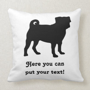 Black Pug Silhouette - Simple Vector Design Throw Pillow