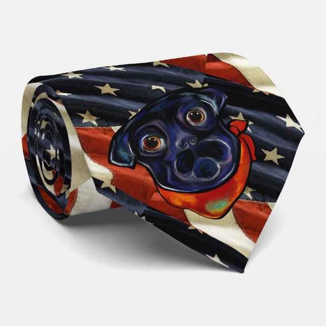 BLACK PUG TIE (Rolled)