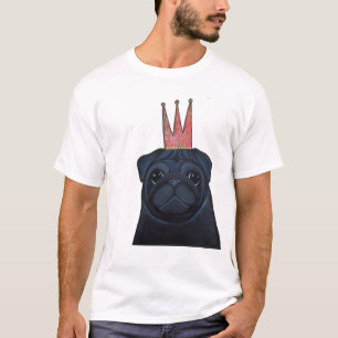 Black Pug with Crown T-Shirt