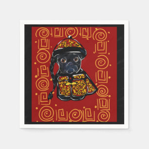 Black Pug Year of the Dog Napkin