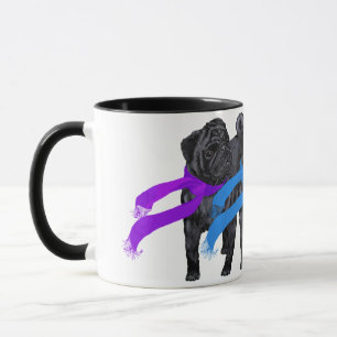 Black Pugs in Scarves Mug