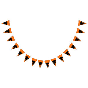 Black pumpkin bunting flags