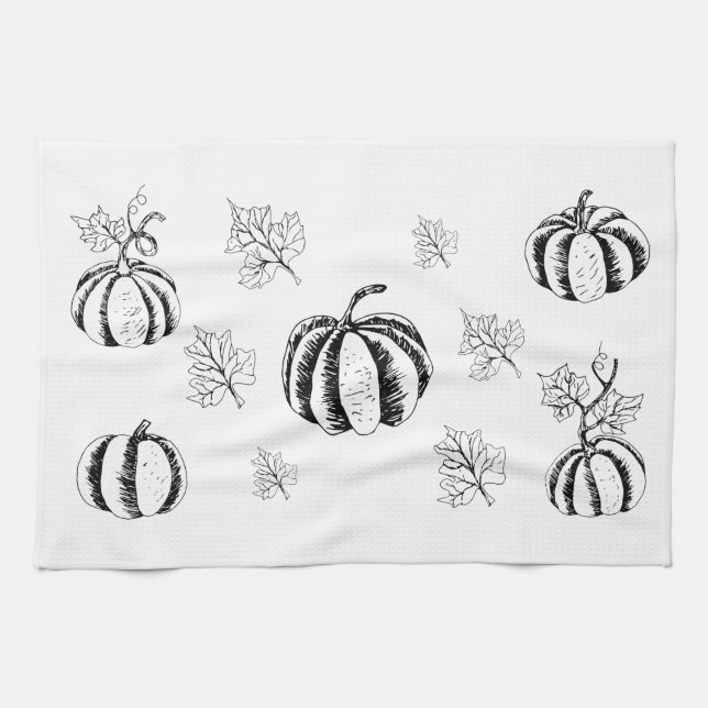 Black Pumpkin for Halloween     Kitchen Towel (Horizontal)