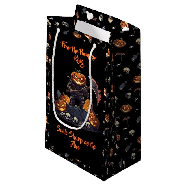 🖤 Black Pumpkin King Halloween Gift Bag 🎃 (Front Angled)