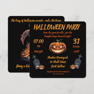 🖤 Black Pumpkin King Halloween Invite 🎃