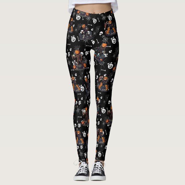 🖤 Black Pumpkin King Kid Leggings 🎃 (Front)