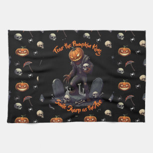 🖤 Black Pumpkin King Kitchen Towel 🎃
