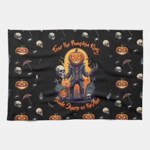 🖤 Black Pumpkin King Kitchen Towel 🎃