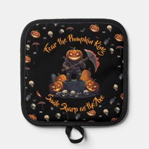 🖤 Black Pumpkin King Oven Mitt Set 🎃 Pot Holder