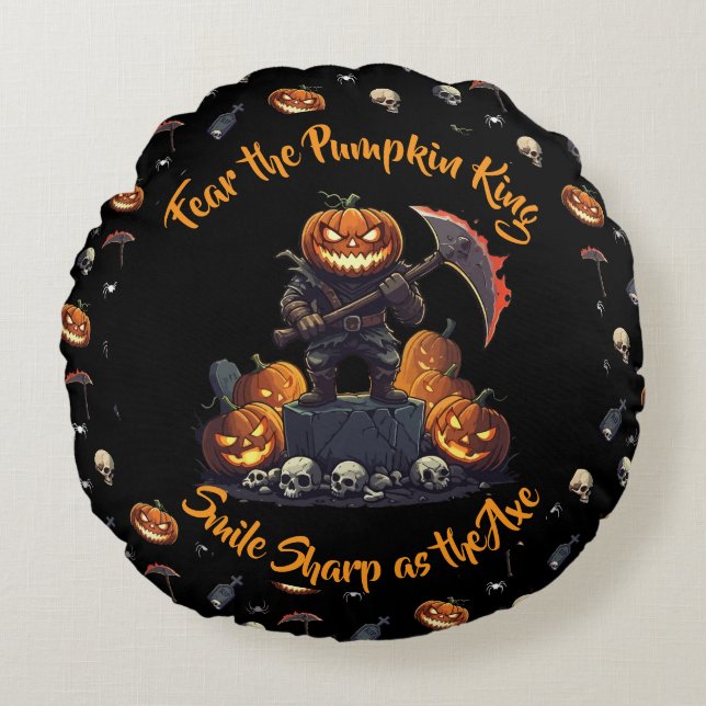 🖤 Black Pumpkin King Throw Pillow 🎃 (Front)