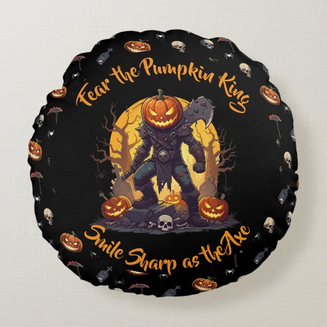 🖤 Black Pumpkin King Throw Pillow 🎃 (Front)