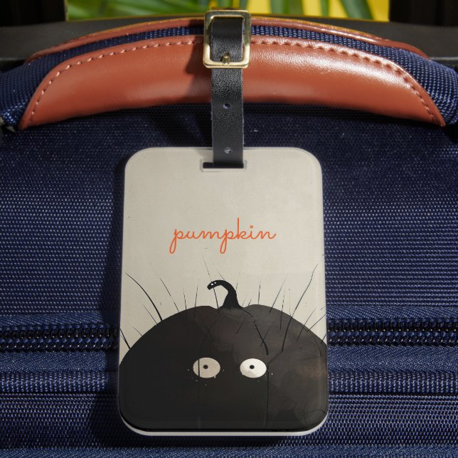 Black Pumpkin Luggage Tag (Front Insitu 2)
