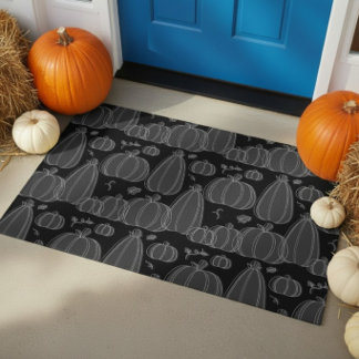 Black Pumpkin Modern Fall Halloween Doormat
