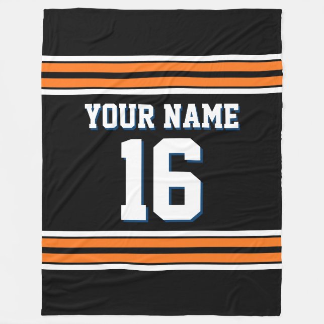 Black Pumpkin Orange White Sports Jersey Fleece Blanket (Front)