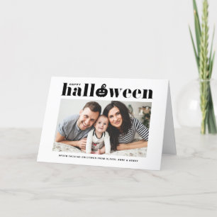 Black Pumpkin Retro Typography Happy Halloween Card