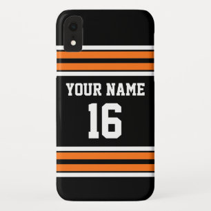 Black Pumpkn Orange Team Jersey Custom Number Name iPhone XR Case