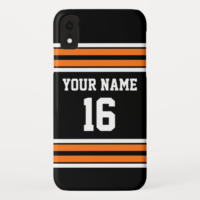 Black Pumpkn Orange Team Jersey Custom Number Name Case-Mate iPhone Case (Back)