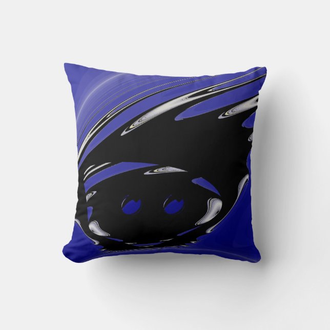 Black Punk Fractal Throw Pillow (Front)