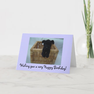 Black Puppy In A Basket Card