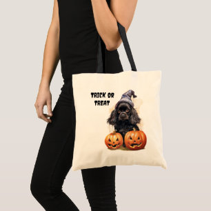 Black Puppy Jack o'Lantern Kids Halloween Tote Bag