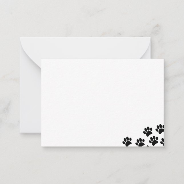 Black Puppy Paw Prints Blank Card (Front)