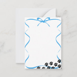 Black Puppy Paw Prints Blue Ribbon Card