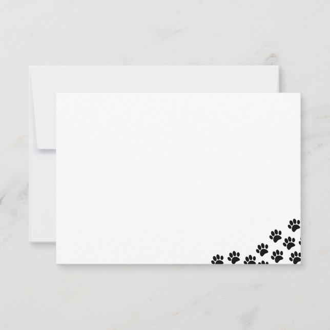 Black Puppy Paw Prints  Card (Front)