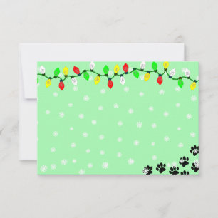Black Puppy Paw Prints Custom Christmas Card