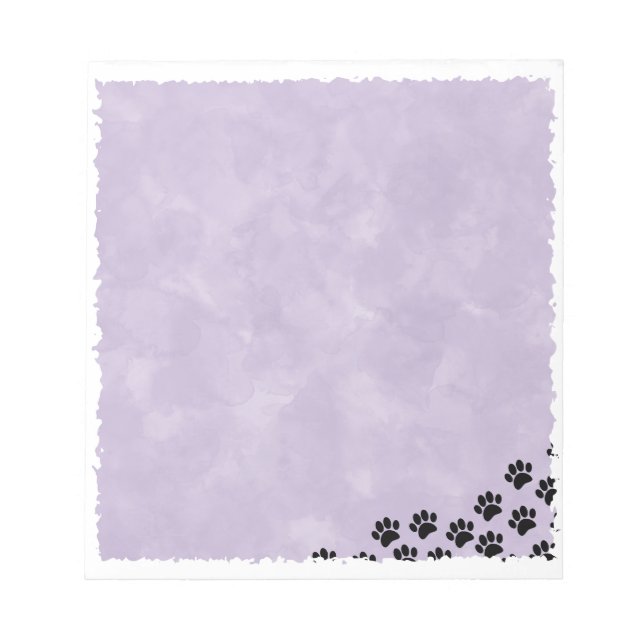 Black Puppy Paw Prints Purple Watercolor  Notepad (Front)