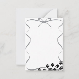 Black Puppy Paw Prints Ribbon  Card