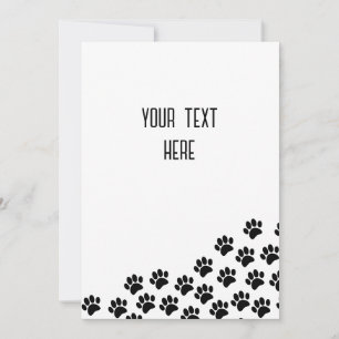 Black Puppy Paw Prints With Custom Text Card
