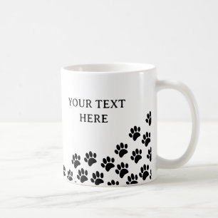 Black Puppy Paw Prints With Custom Text Coffee Mug