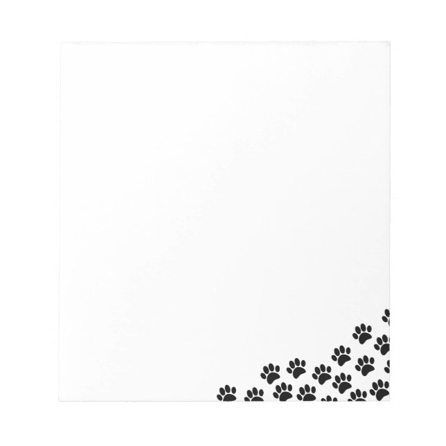 Black Puppy Paw Prints With Custom Text Pet Notepad (Front)
