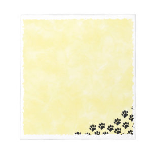 Black Puppy Paw Prints Yellow Watercolor Notepad