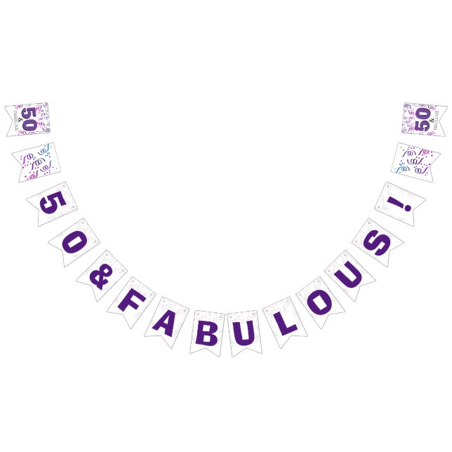 Black Purple | 50th Birthday Party Bunting Flags (All)