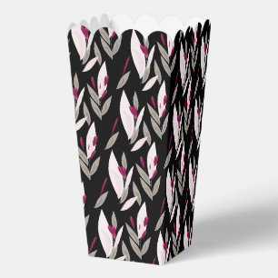 Black purple abstract red retro flower pattern favor box