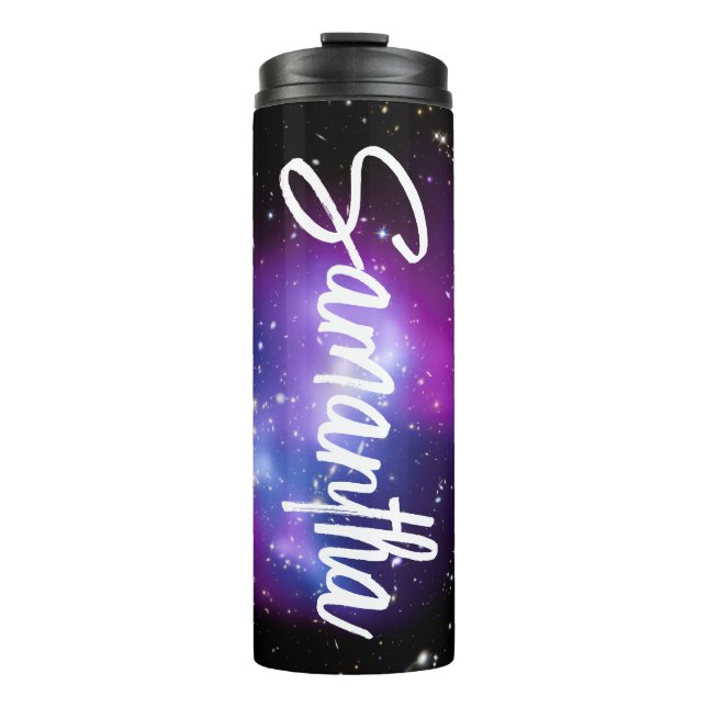 Black Purple and Blue Celestial Photo Personalized Thermal Tumbler (Front)