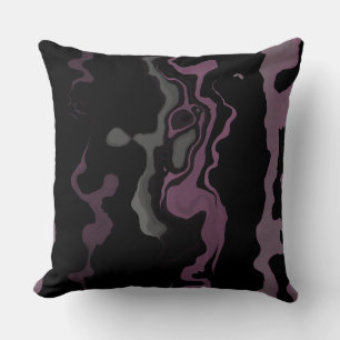 Black, purple and grey abstract throw pillow