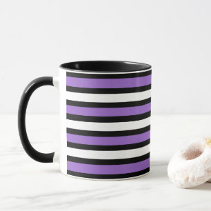 Black, Purple and White Stripes Mug