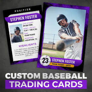 Black Purple Baseball Trading Card Baseball Player