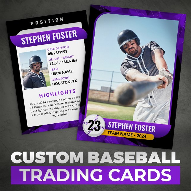 Black Purple Baseball Trading Card Baseball Player (Creator Uploaded)